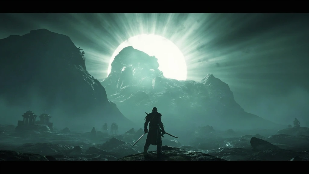 Eclipse of the Hollow King keyart showing the lead character before a fractured eclipse.